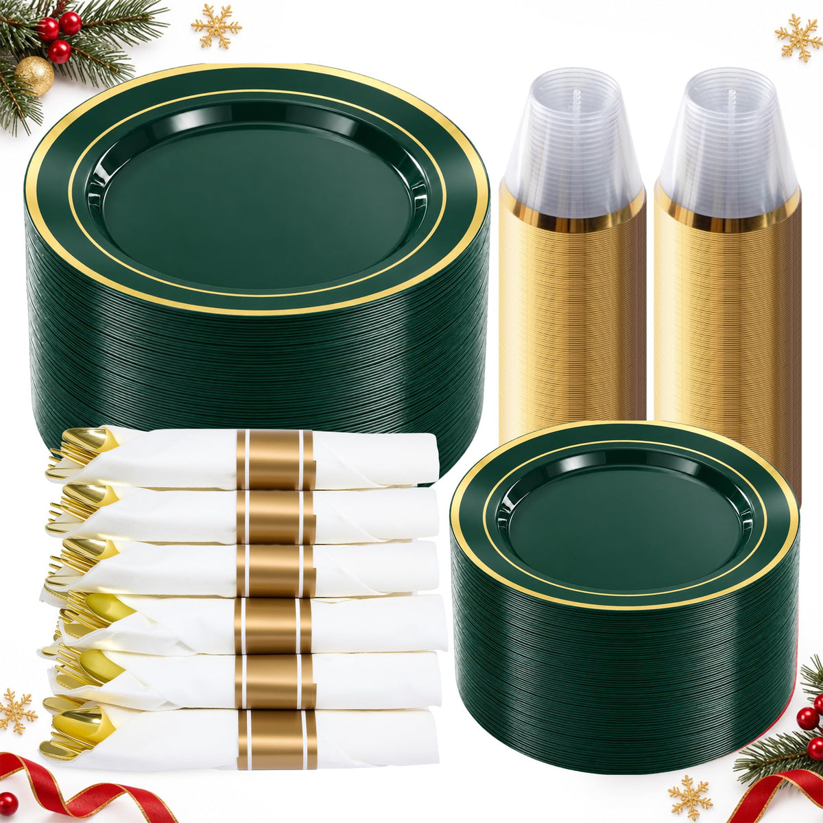 BESTVIP Disposable Party Dinnerware Set for Celebrations