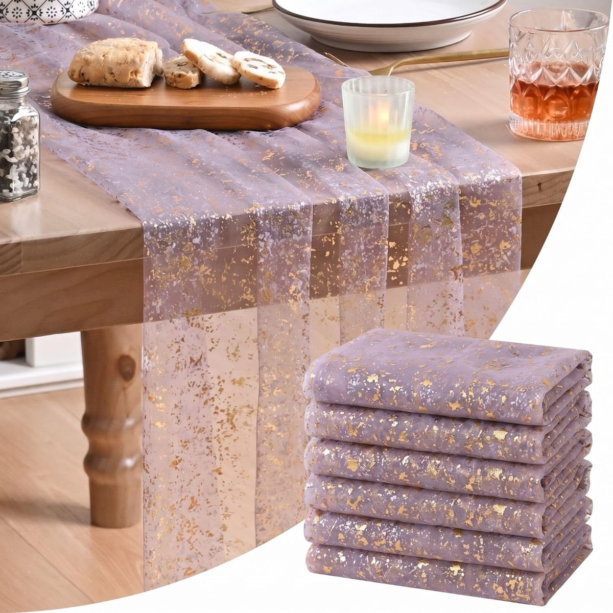 Artoid Mode Glitter Foil Gauze Table Runner for Parties