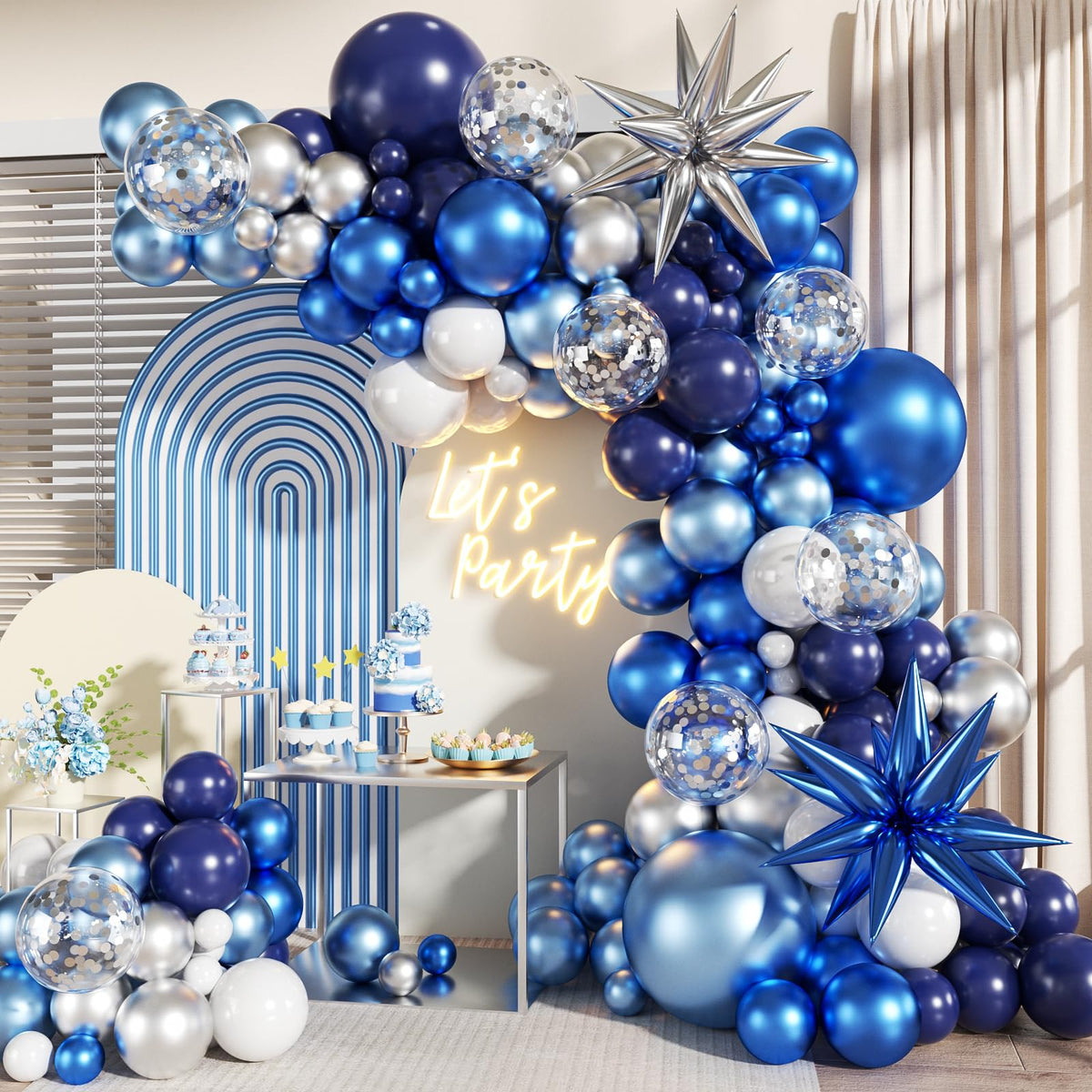 140-Piece Confetti & Star Balloon Garland Arch Kit