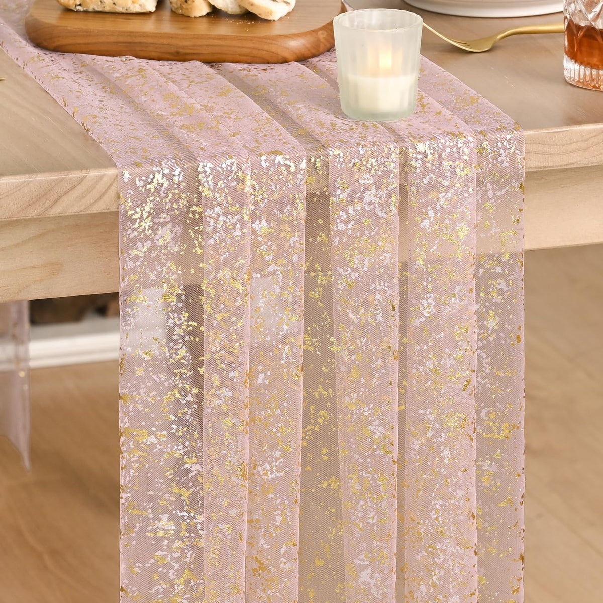 Artoid Mode Glitter Foil Gauze Table Runner for Parties