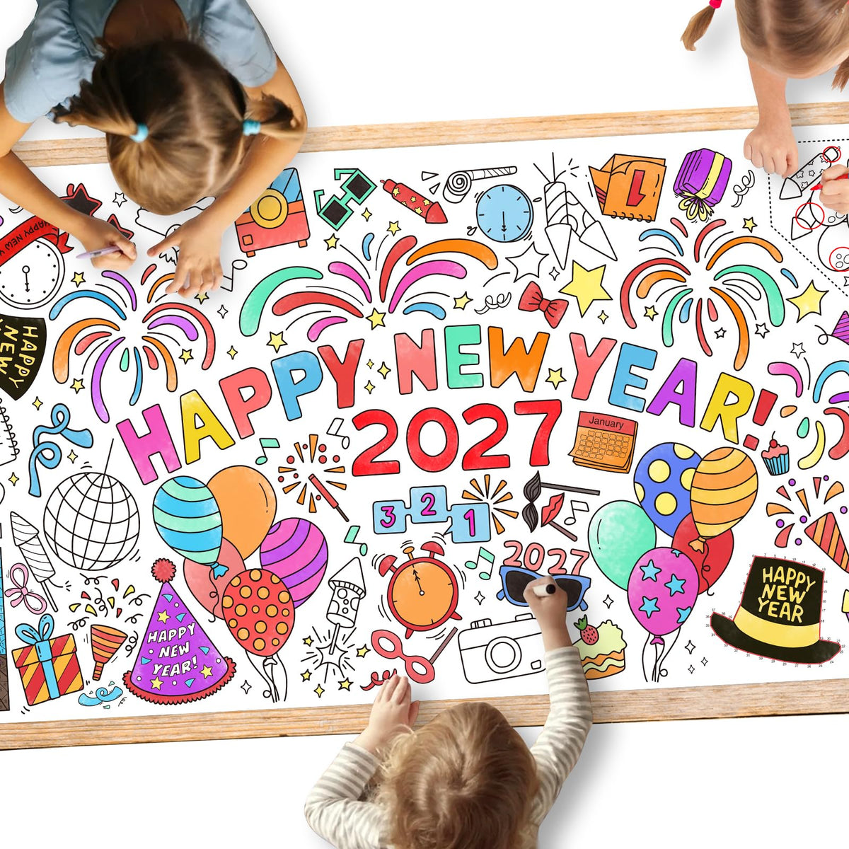 Gatherfun Kids Birthday Coloring Tablecloth, 31.5 x 72 in