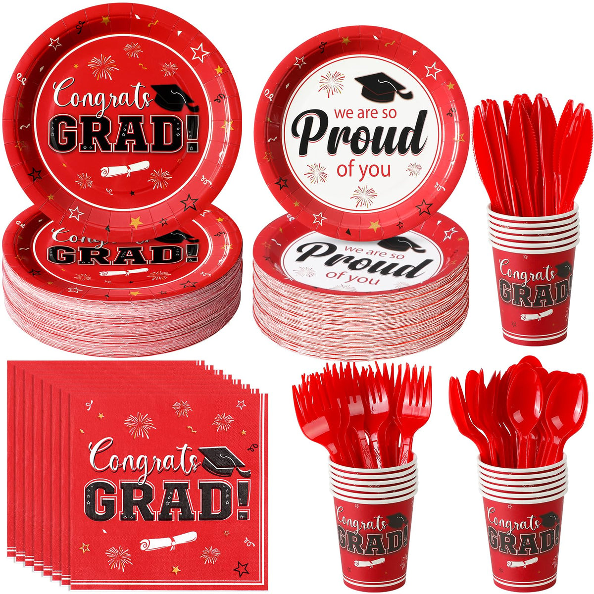 FunnyPars Graduation Party Supplies for 25 or 50 Guests