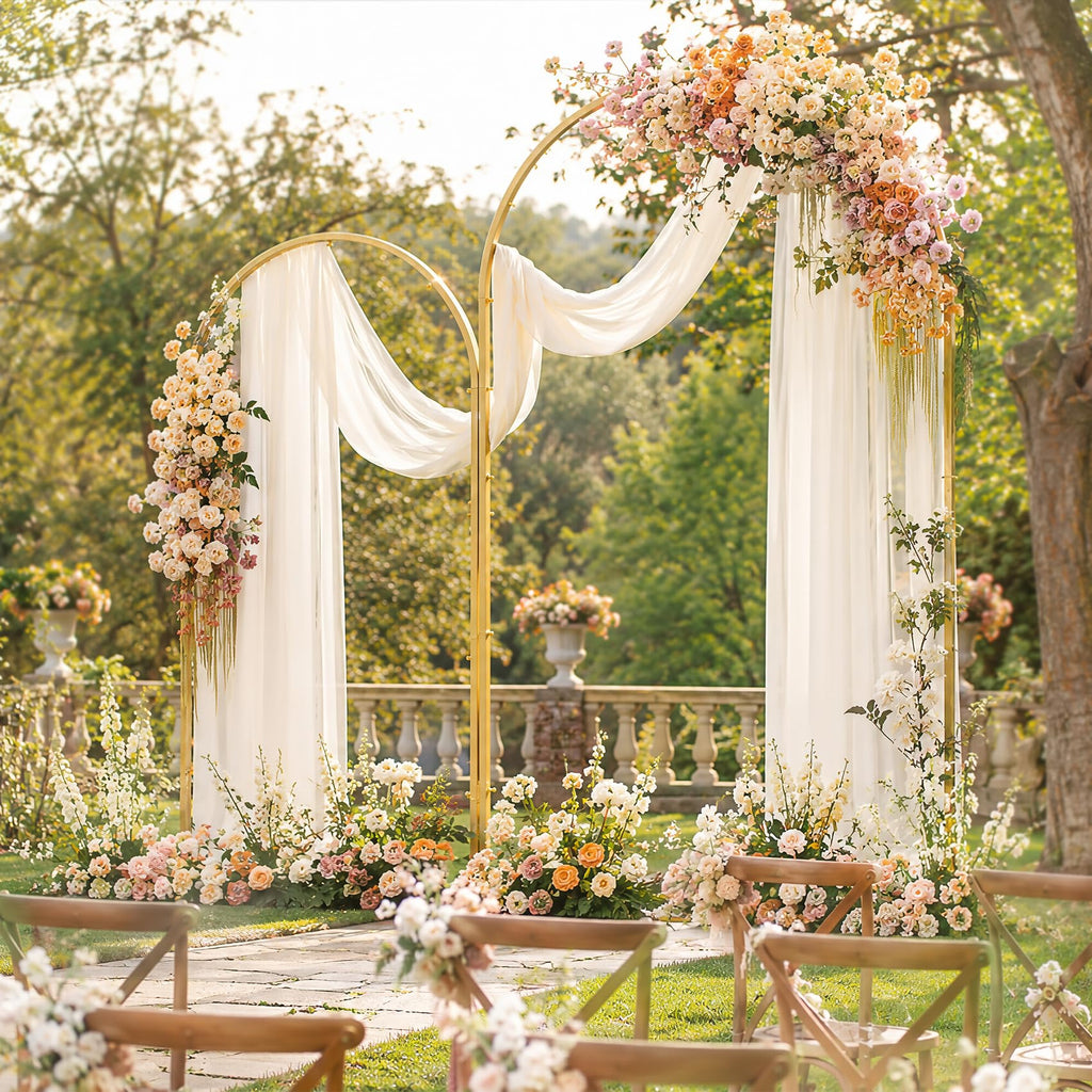 3-Piece Metal Arch Backdrop Stand Set with Covers, 6–7.2FT