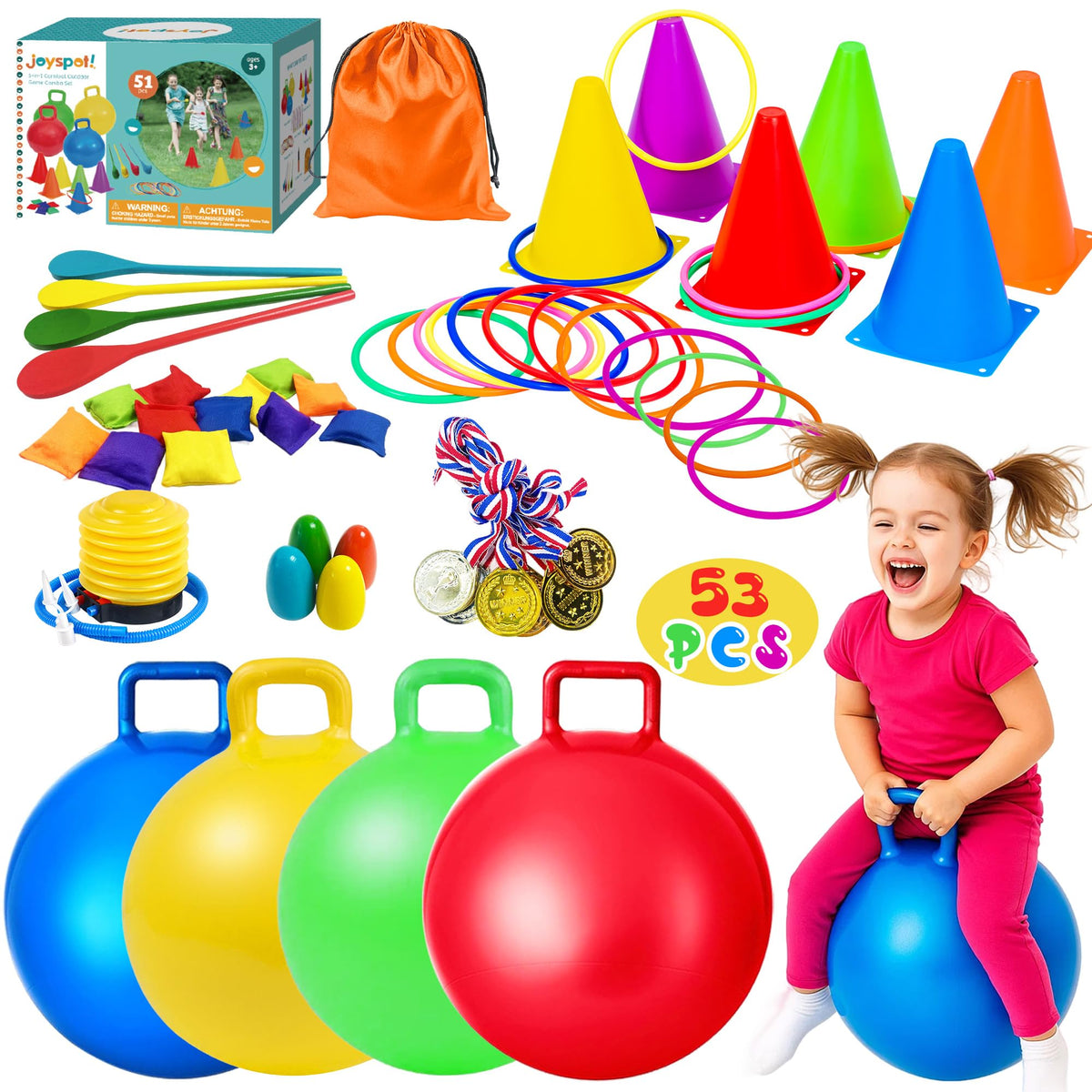 53-Piece Carnival Outdoor Game Set with 18-Inch Hopper Balls