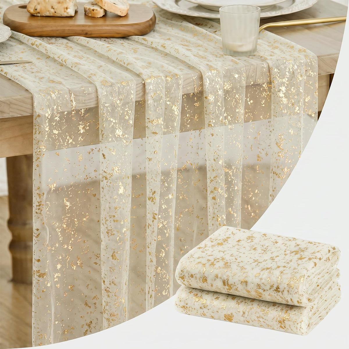 Artoid Mode Glitter Foil Gauze Table Runner for Parties