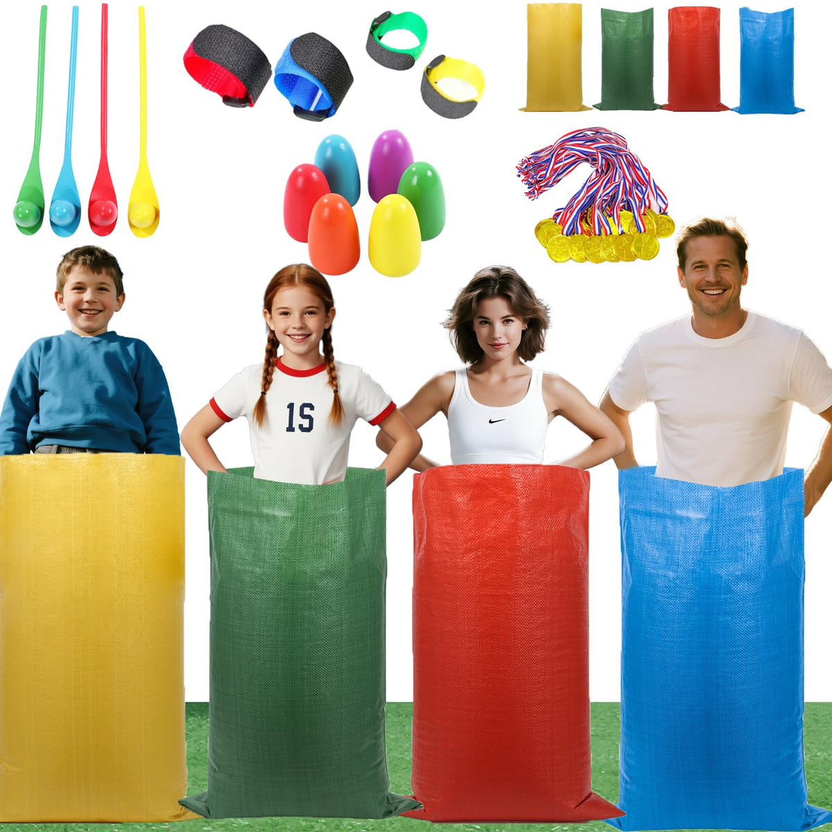 24-Piece Outdoor Relay Race Kit with Sacks, Spoons & Belts