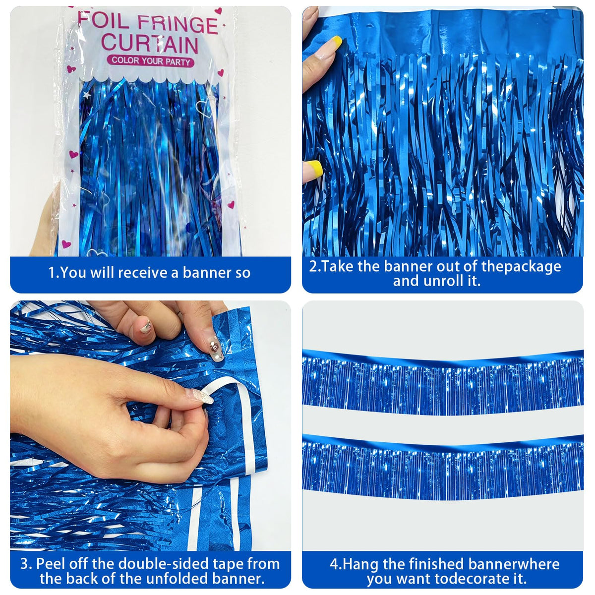 3-Pack 30FT Metallic Foil Fringe Garland Streamers