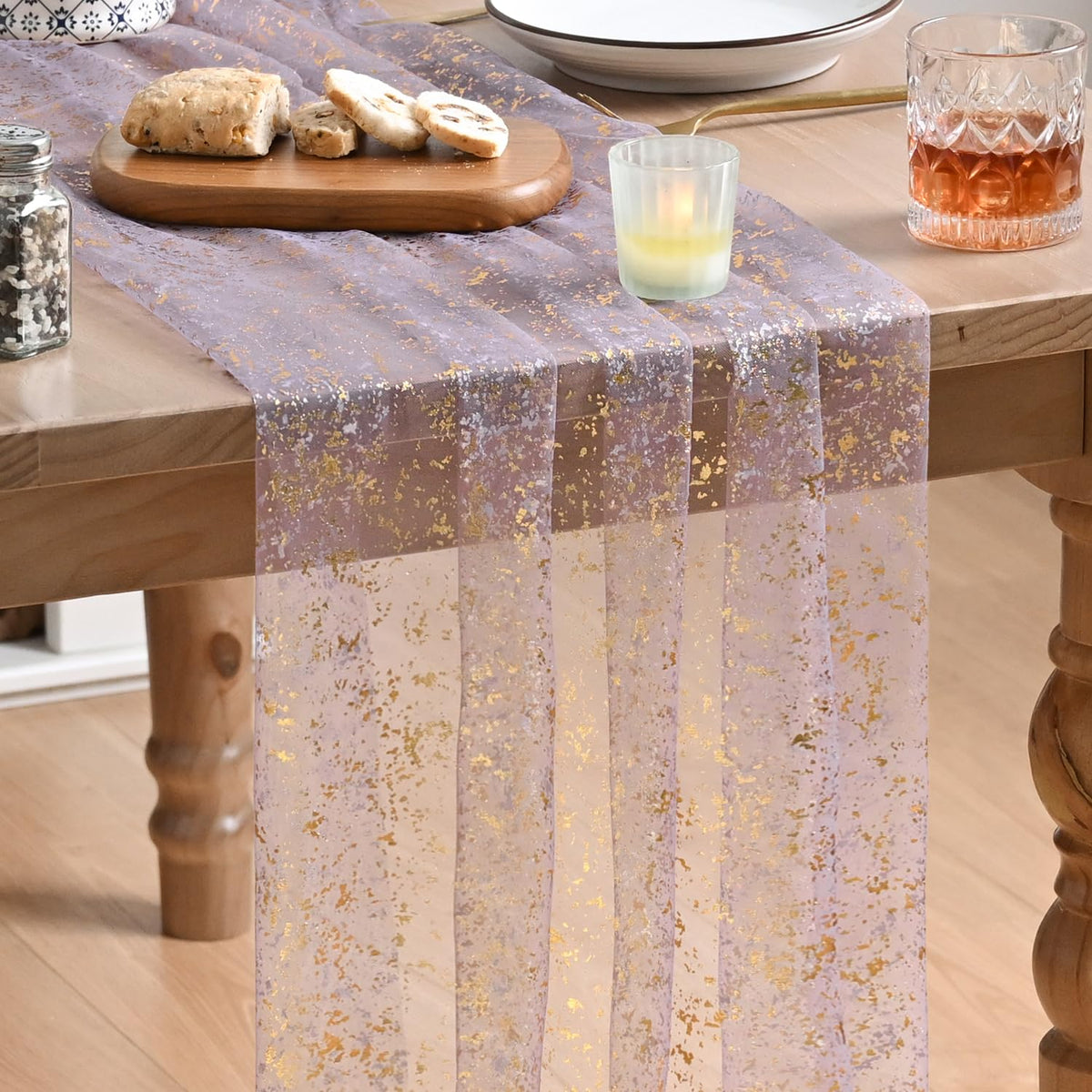 Artoid Mode Glitter Foil Gauze Table Runner for Parties