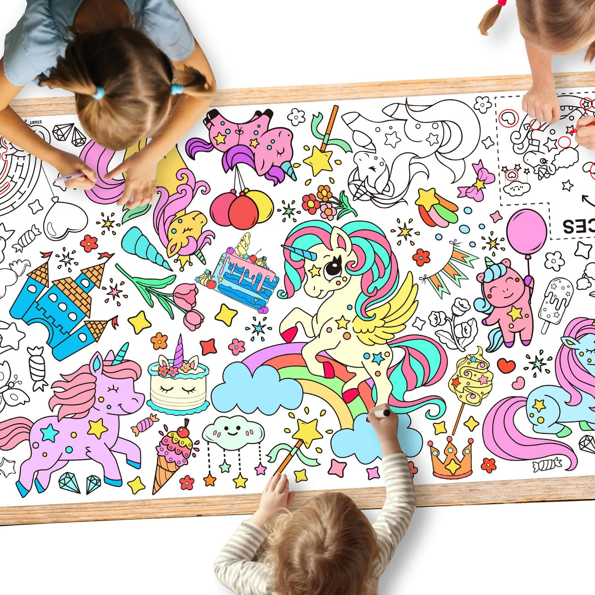 Gatherfun Kids Birthday Coloring Tablecloth, 31.5 x 72 in
