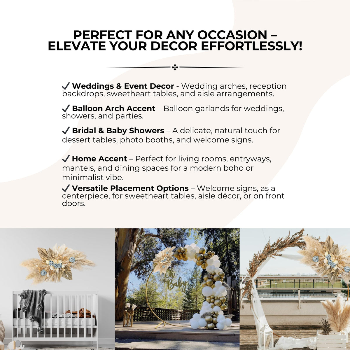 Boho Pampas Grass Wall Decor for Baby Showers & Weddings