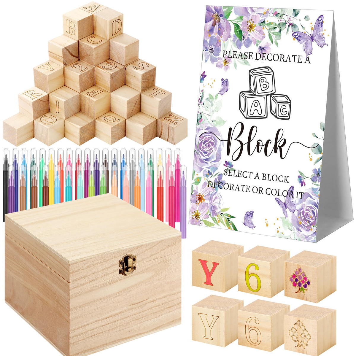 Marsui 136-Piece Baby Shower Game & Decorating Blocks Kit