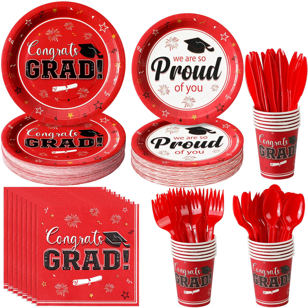 FunnyPars Graduation Party Supplies for 25 or 50 Guests