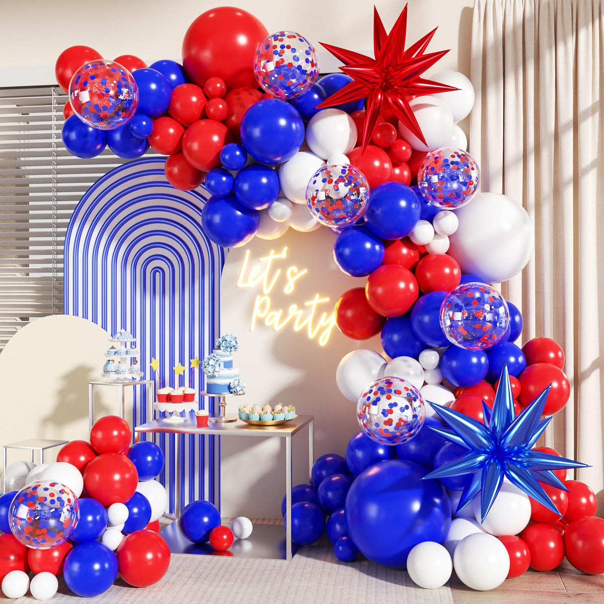 140-Piece Confetti & Star Balloon Garland Arch Kit