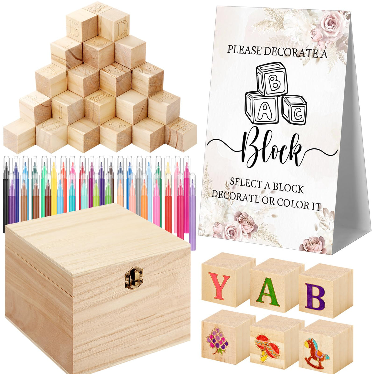 Marsui 136-Piece Baby Shower Game & Decorating Blocks Kit