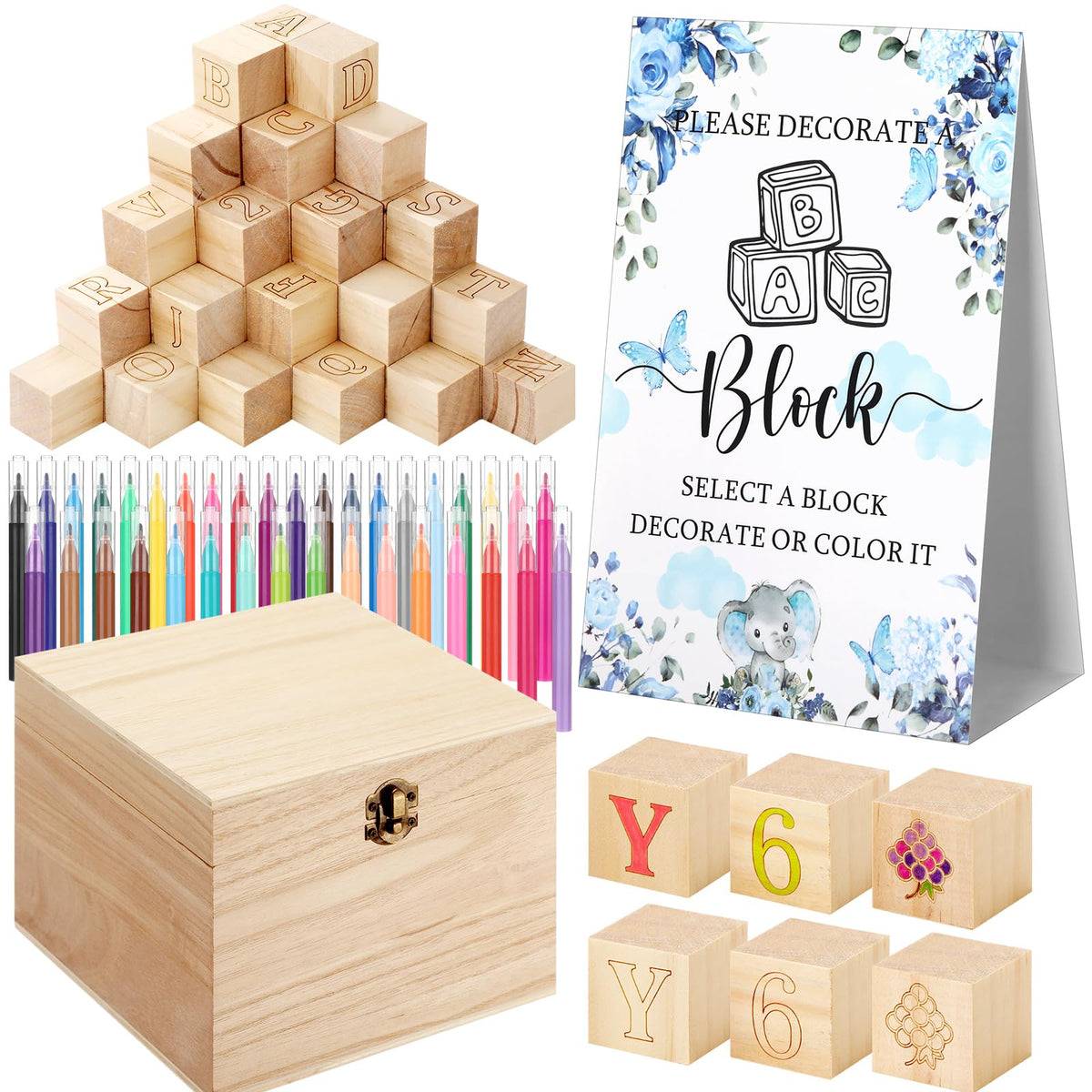 Marsui 136-Piece Baby Shower Game & Decorating Blocks Kit