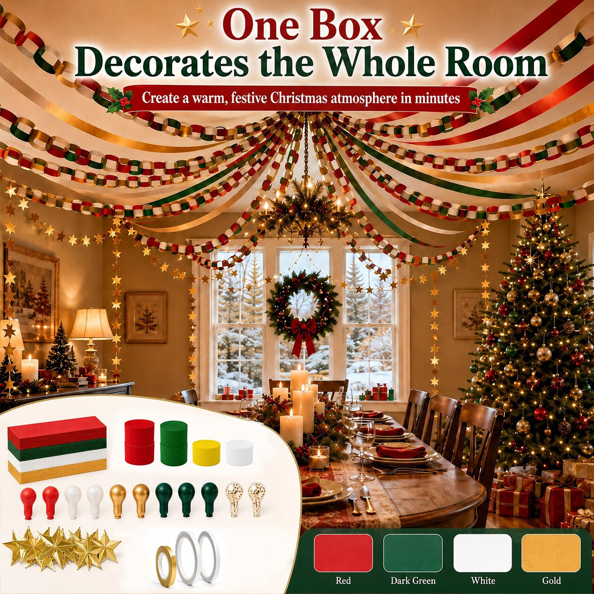 DIY Paper Chain, Streamer, Star Garland & Balloon Kit