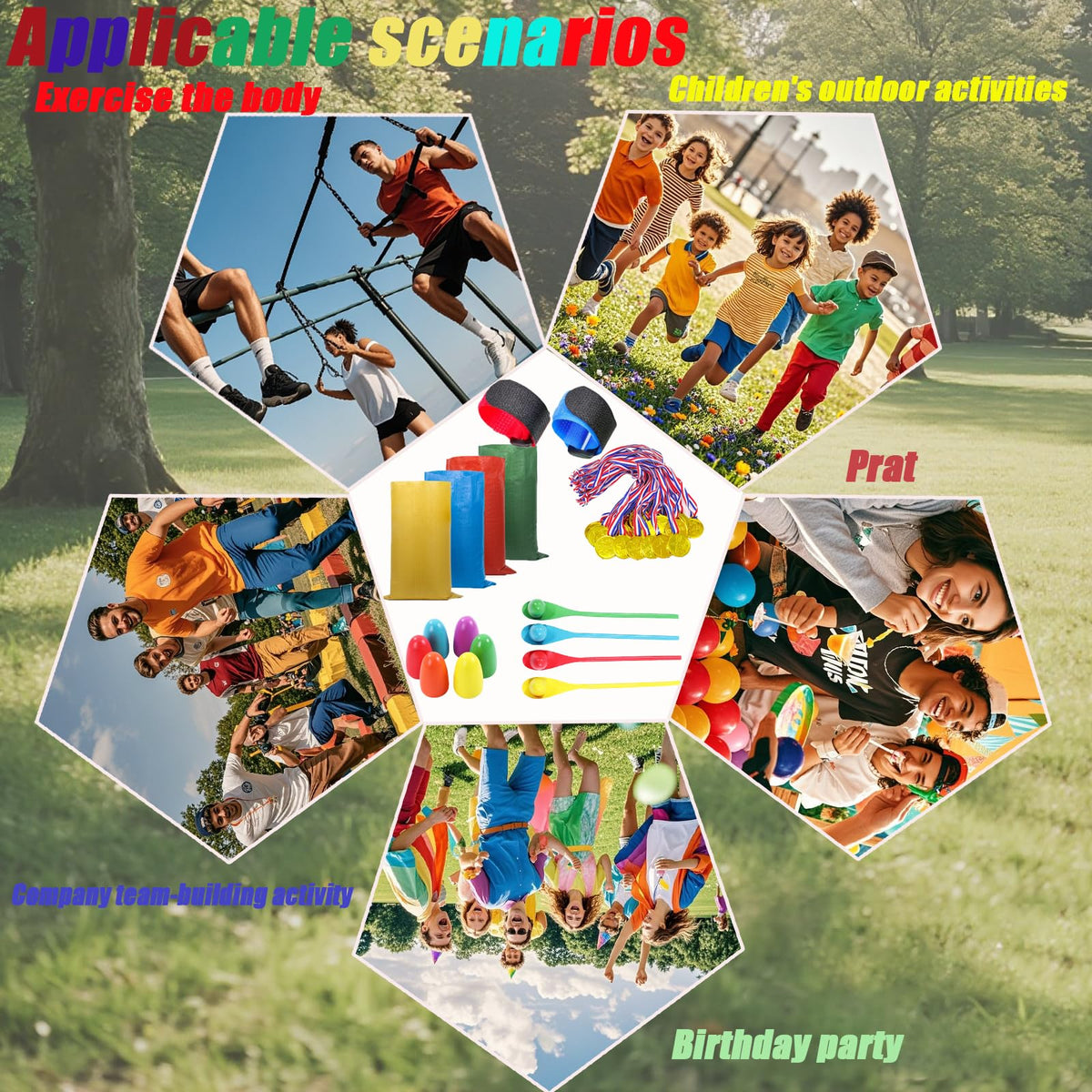 24-Piece Outdoor Relay Race Kit with Sacks, Spoons & Belts