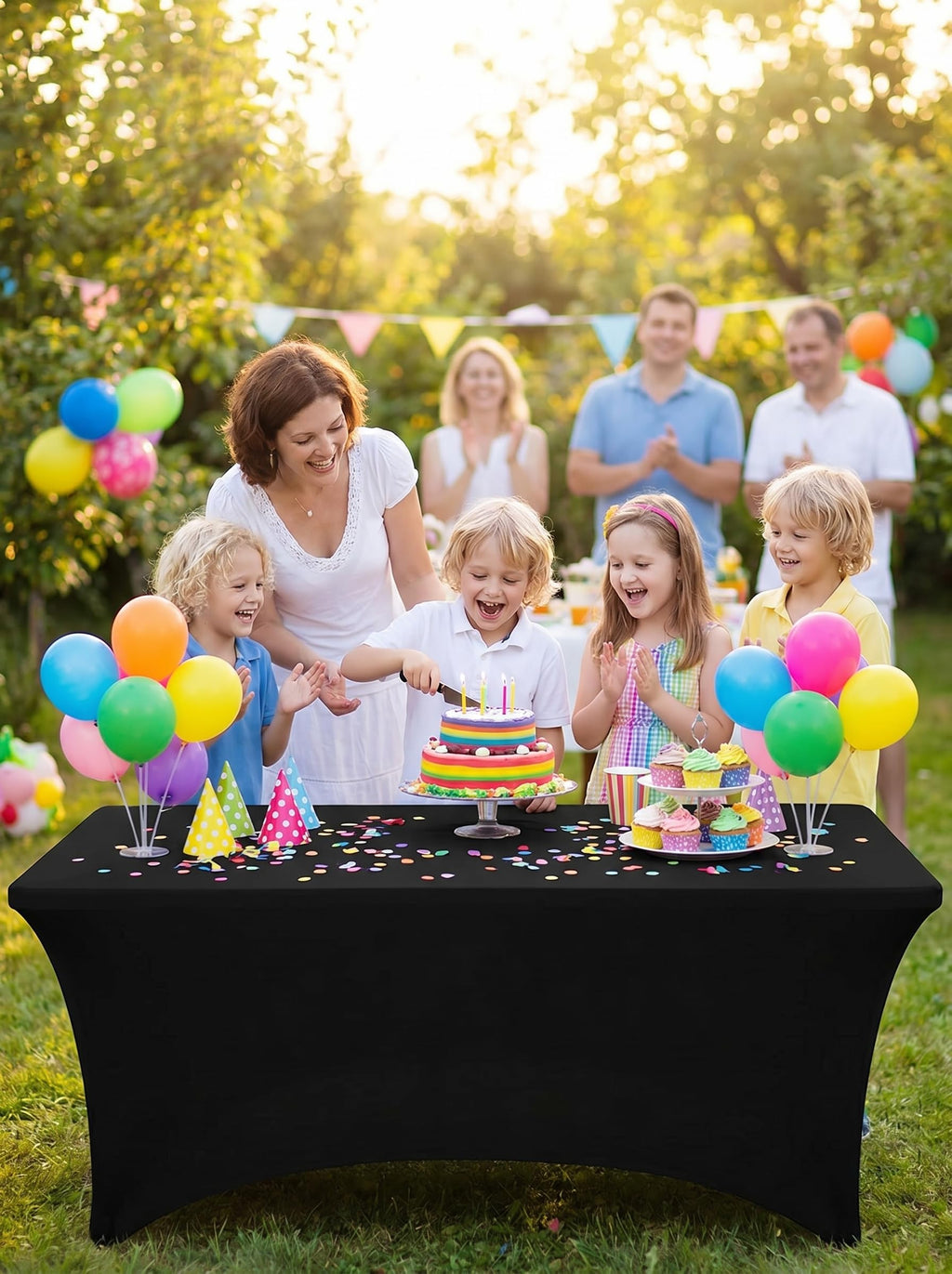Utopia Kitchen 2-Pack Black 6FT Spandex Tablecloths