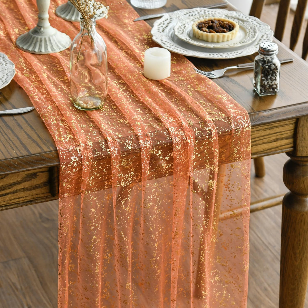 Artoid Mode Glitter Foil Gauze Table Runner for Parties