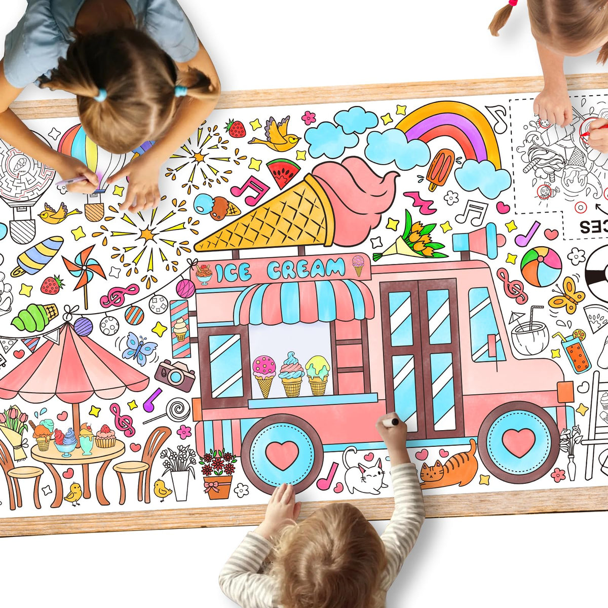 Gatherfun Kids Birthday Coloring Tablecloth, 31.5 x 72 in