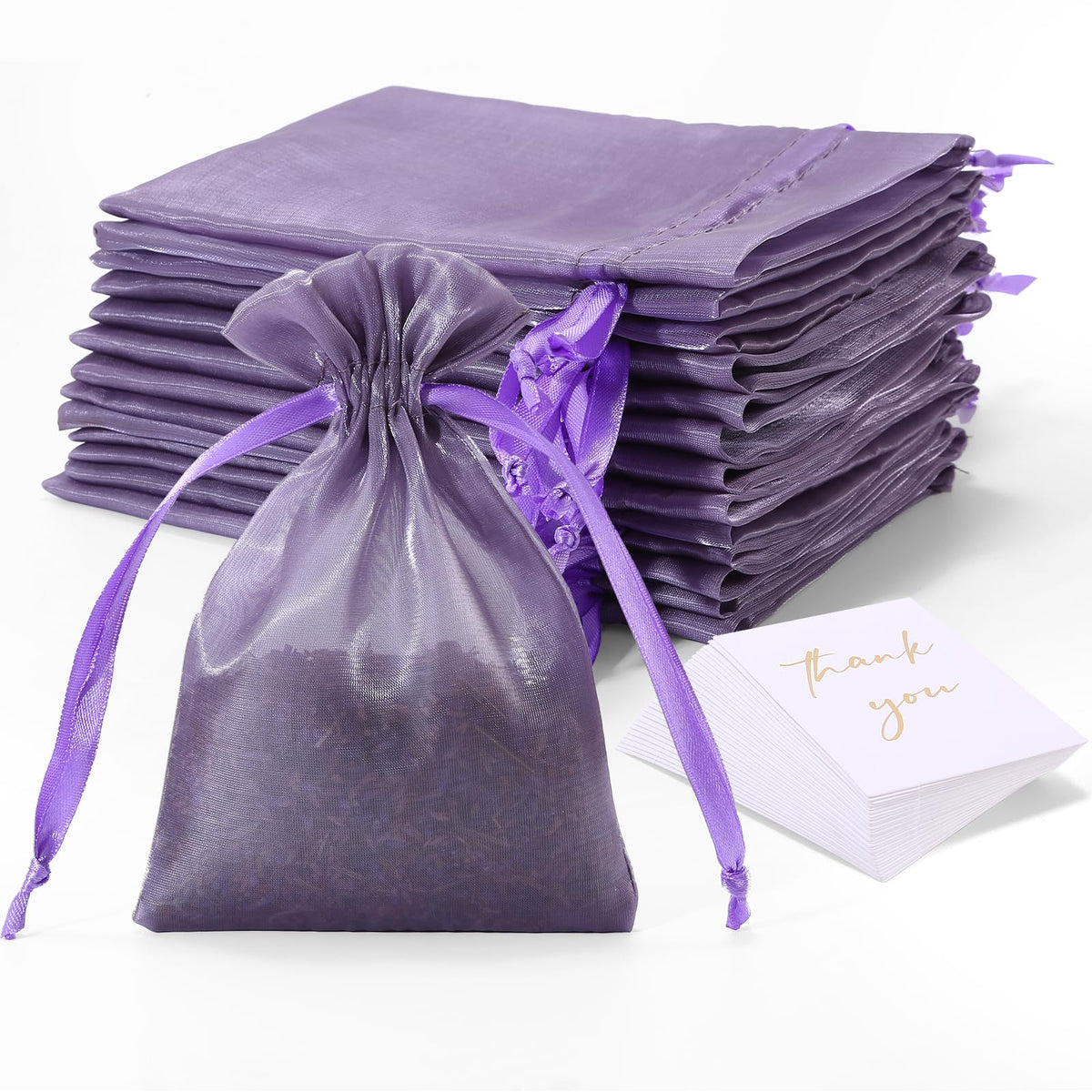 RoyYam 30-Pack 4x6 Organza Gift Bags with Thank You Cards