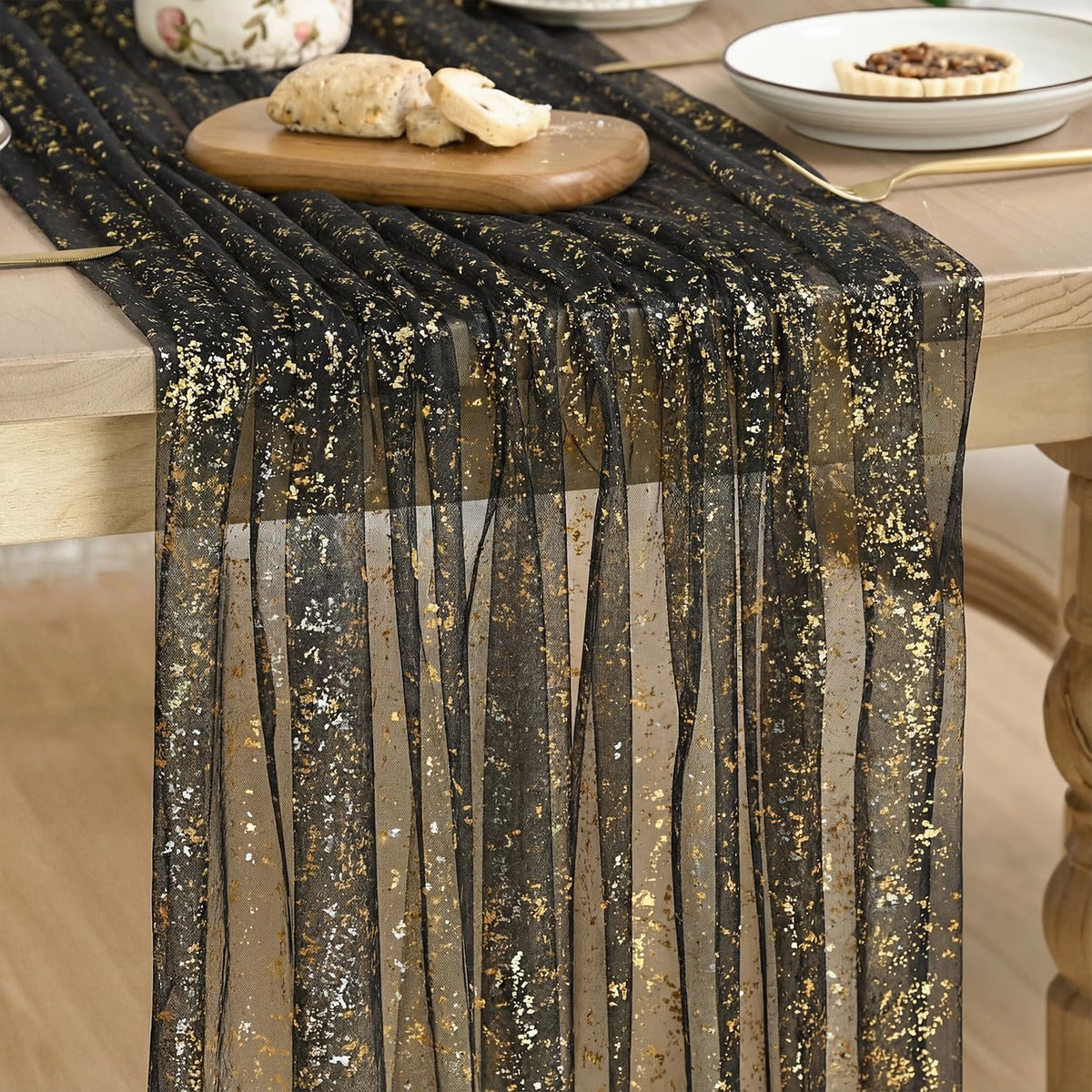Artoid Mode Glitter Foil Gauze Table Runner for Parties