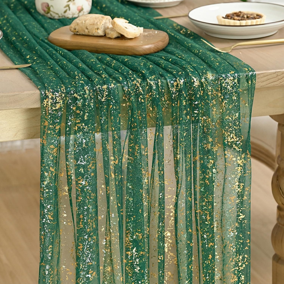 Artoid Mode Glitter Foil Gauze Table Runner for Parties