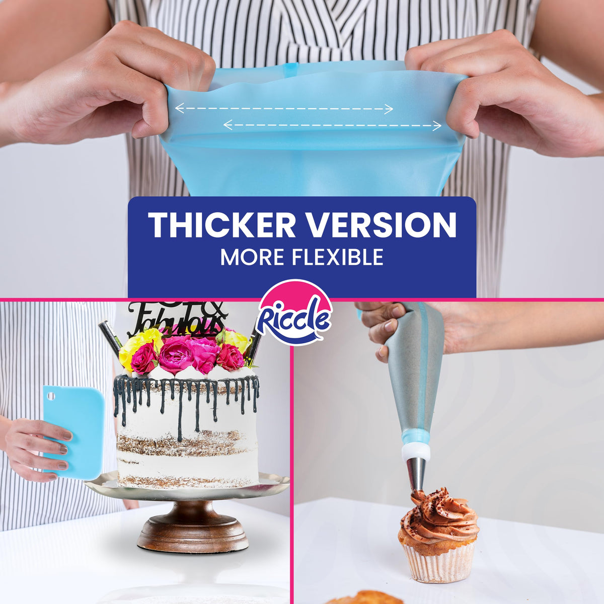 Riccle 88-Piece Cake Decorating Kit with Blue Turntable