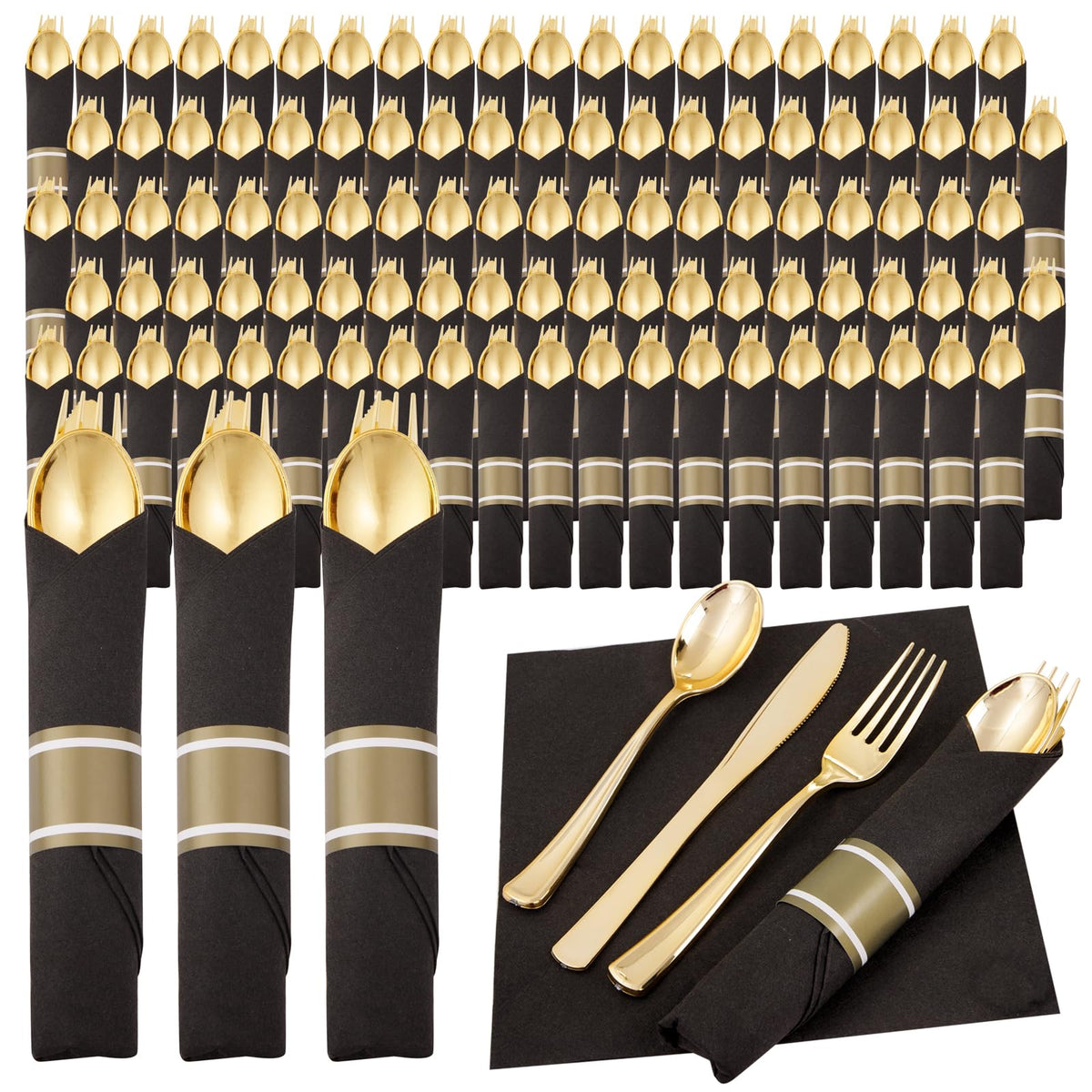 Pre-Rolled Disposable Plastic Cutlery Set for Parties