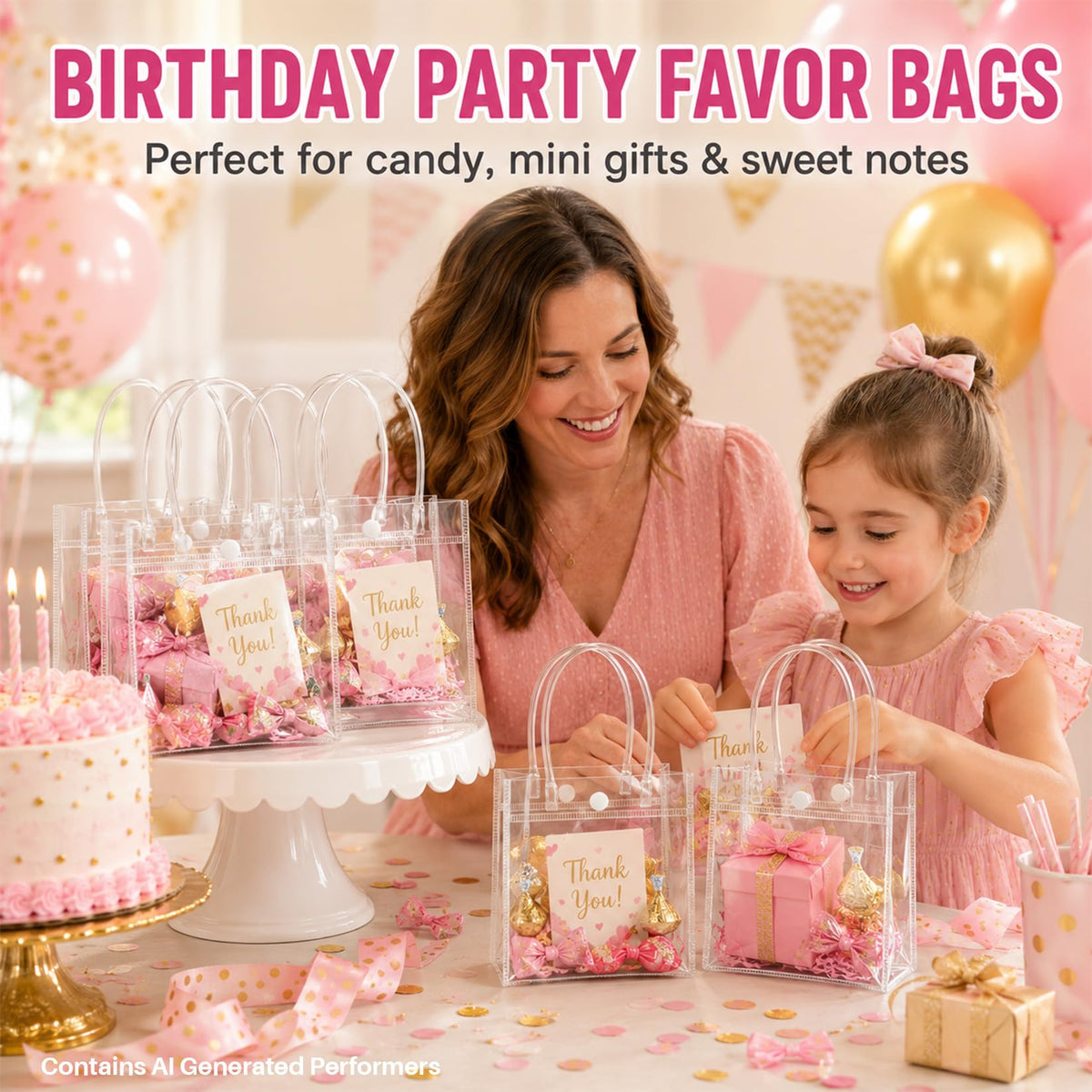 MAQIHAN Clear PVC Gift Bags with Handles for Party Favors