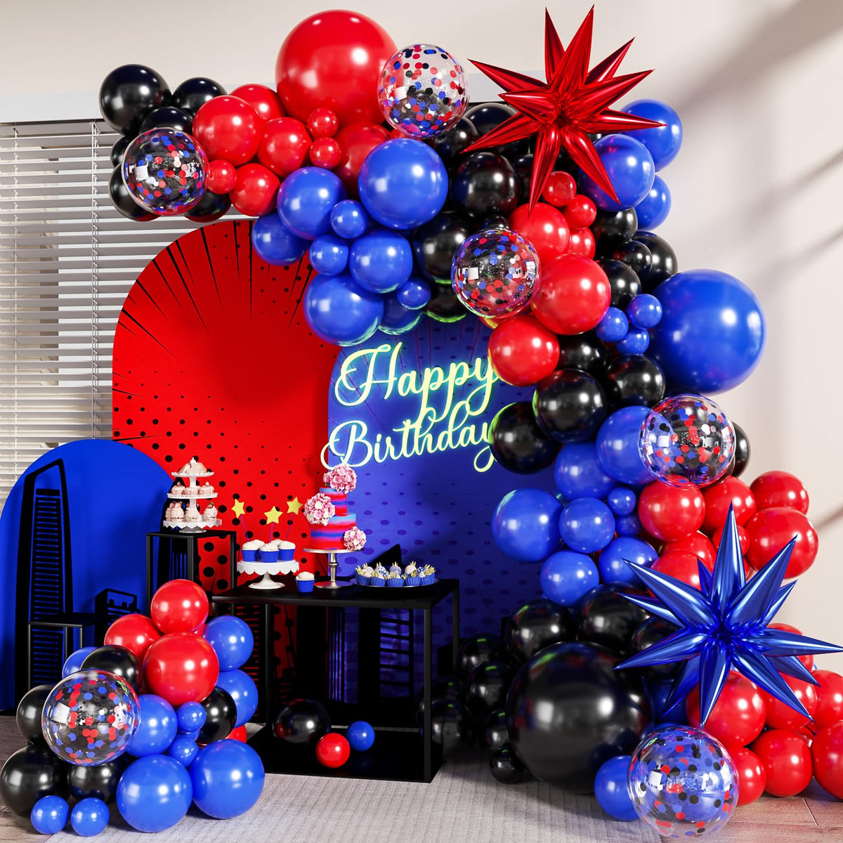140-Piece Confetti & Star Balloon Garland Arch Kit