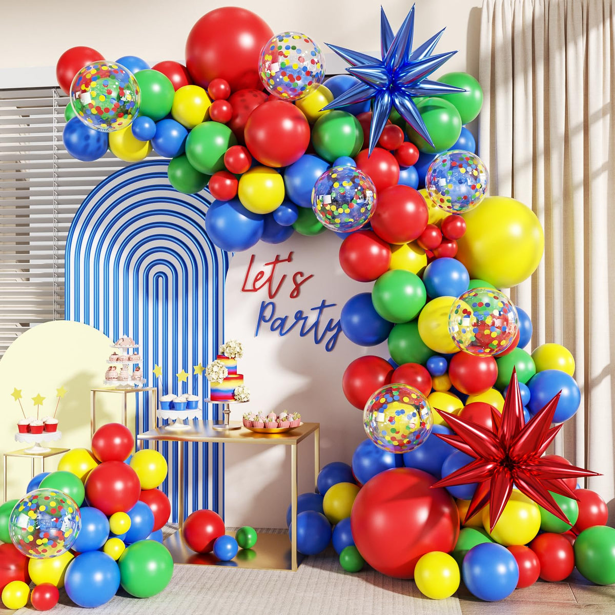 140-Piece Confetti & Star Balloon Garland Arch Kit