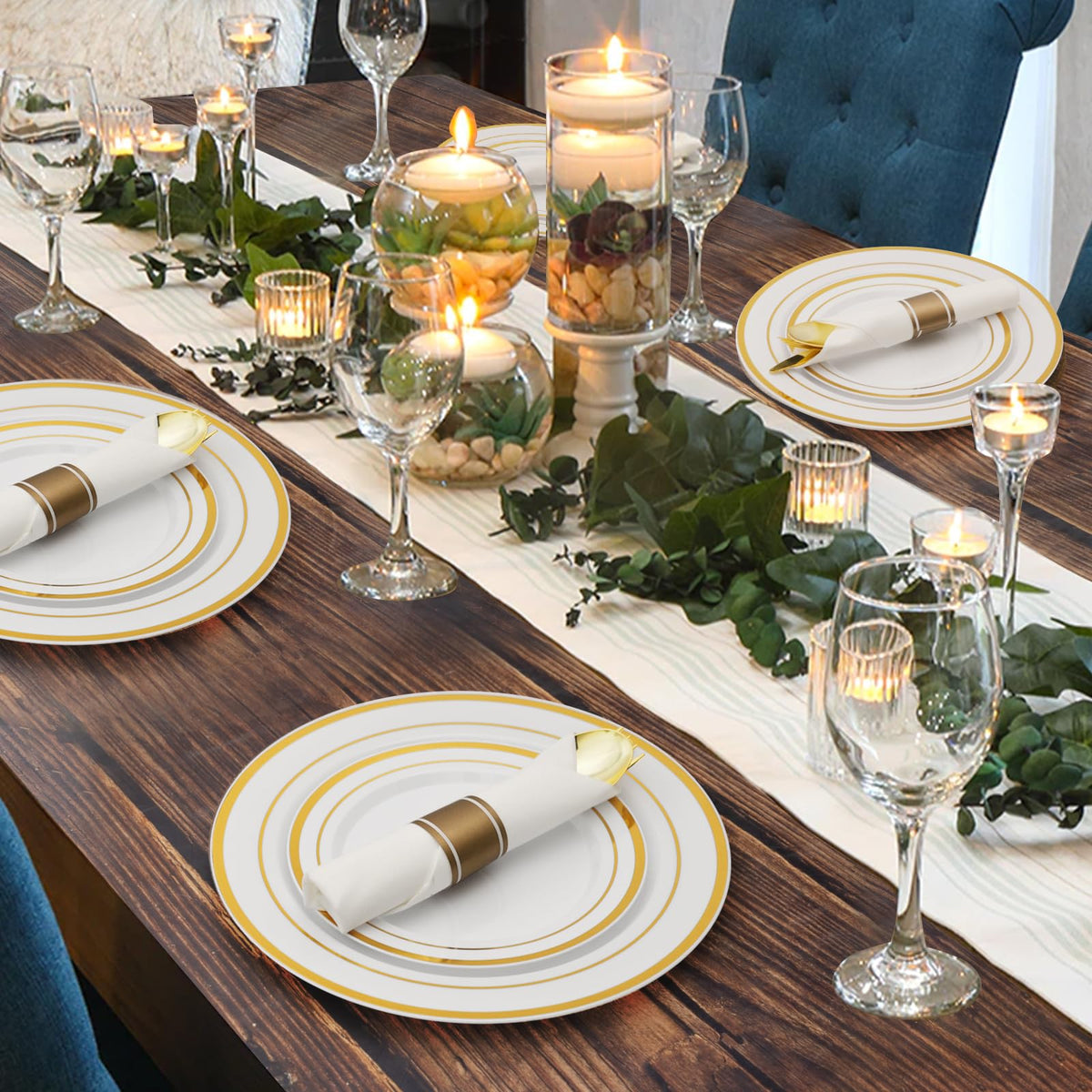 Goodluck Pre-Rolled Plastic Dinnerware Set for Parties