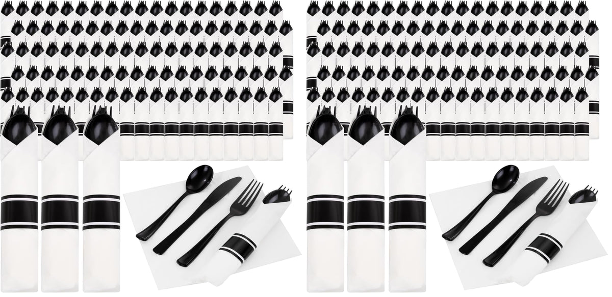 Pre-Rolled Disposable Plastic Cutlery Set for Parties