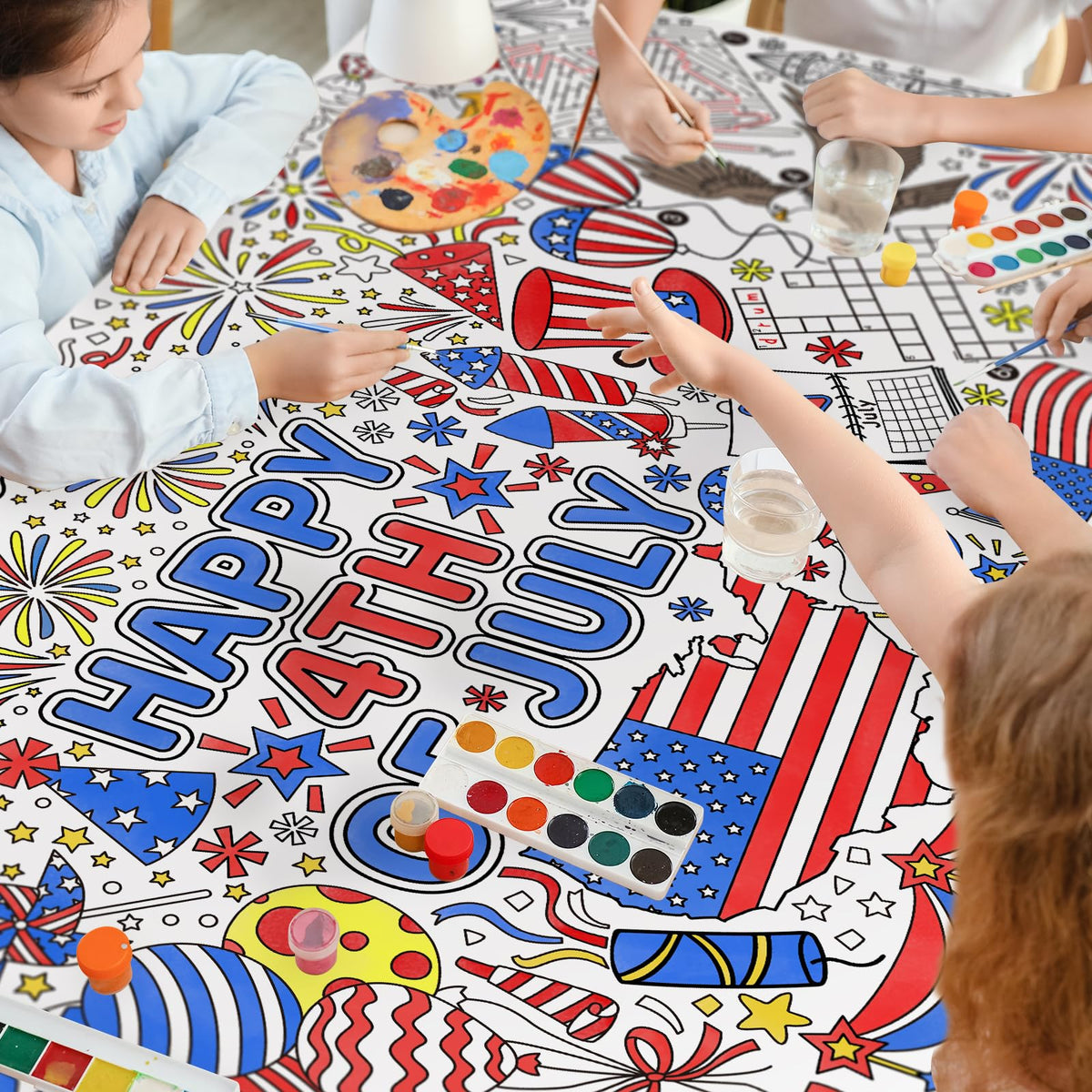Gatherfun Kids Birthday Coloring Tablecloth, 31.5 x 72 in