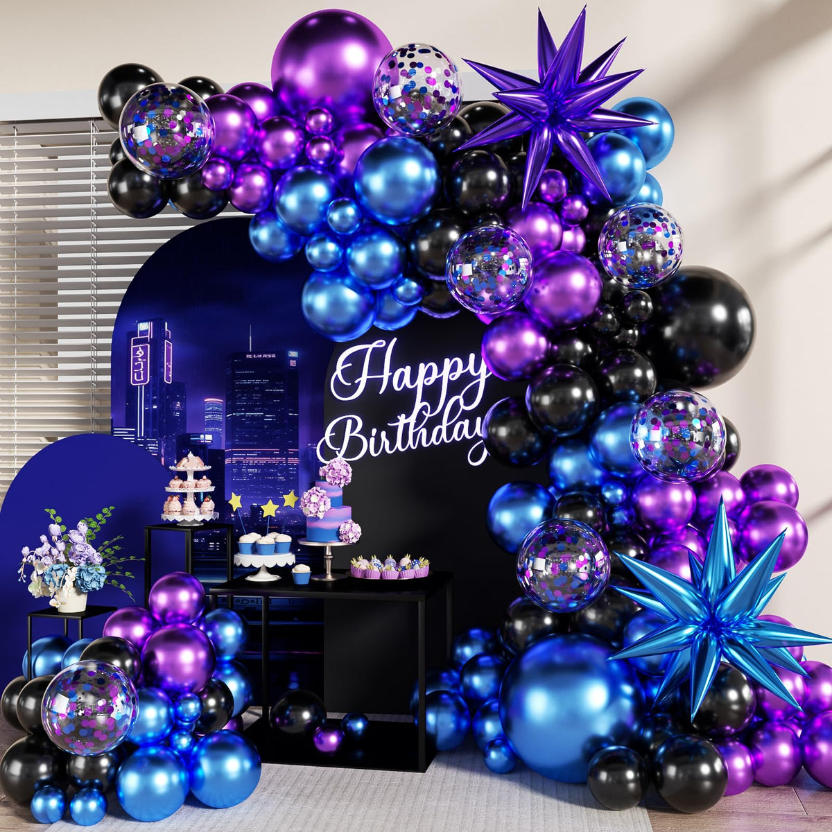 140-Piece Confetti & Star Balloon Garland Arch Kit