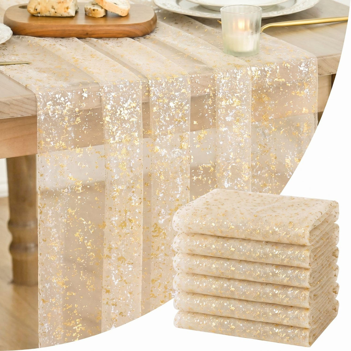 Artoid Mode Glitter Foil Gauze Table Runner for Parties
