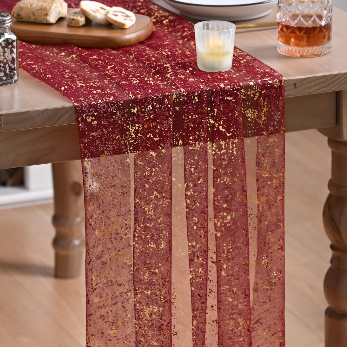 Artoid Mode Glitter Foil Gauze Table Runner for Parties