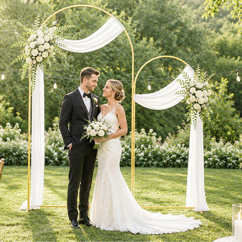 3-Piece Metal Arch Backdrop Stand Set with Covers, 6–7.2FT