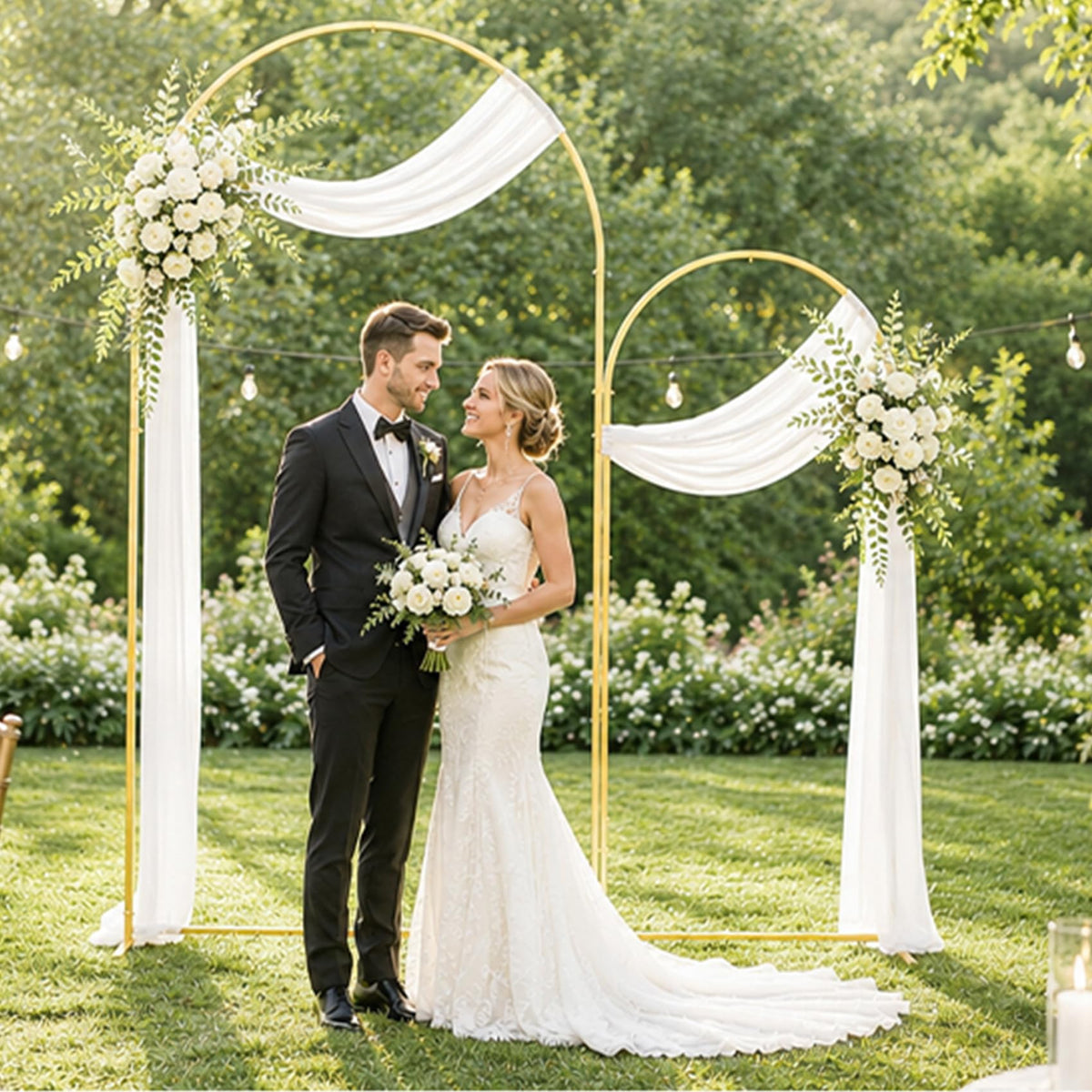 3-Piece Metal Arch Backdrop Stand Set with Covers, 6–7.2FT