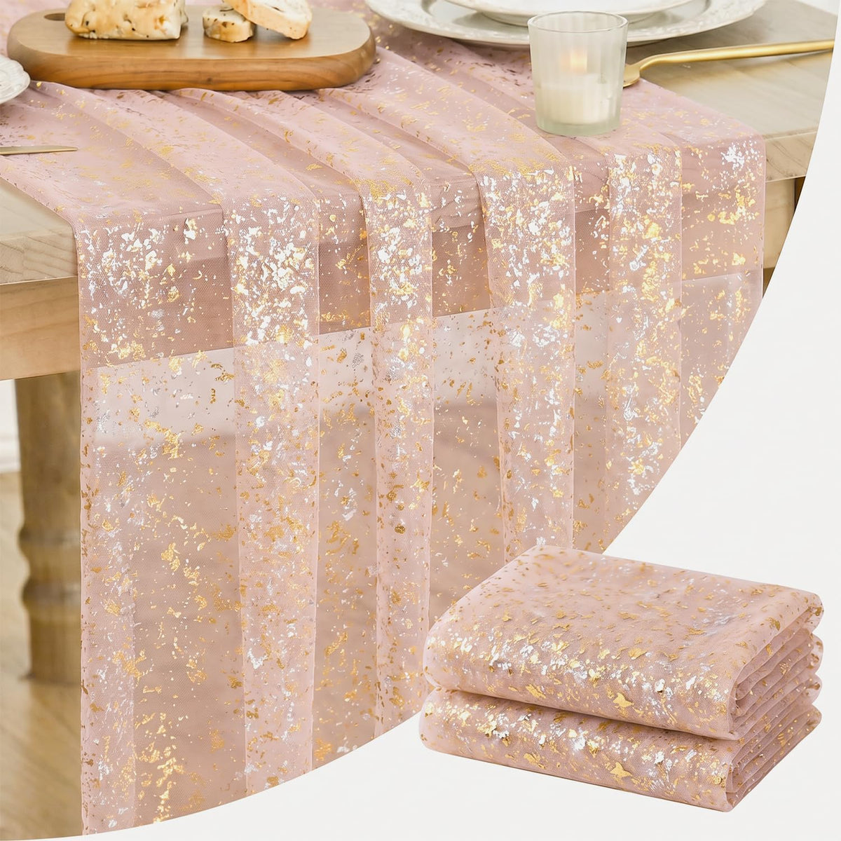 Artoid Mode Glitter Foil Gauze Table Runner for Parties