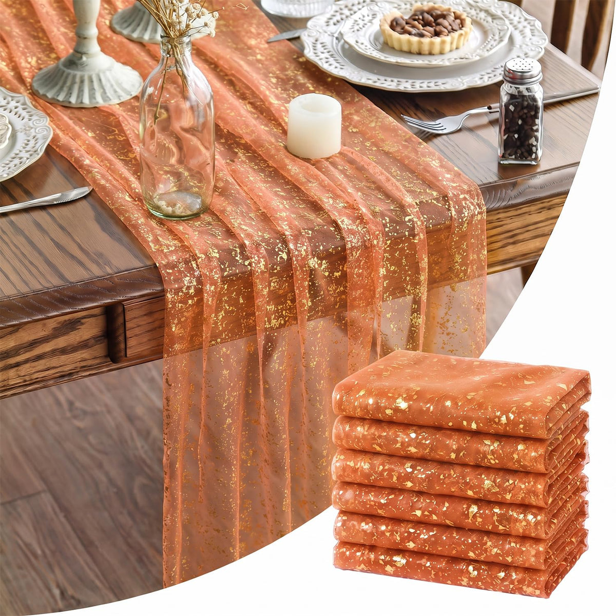 Artoid Mode Glitter Foil Gauze Table Runner for Parties