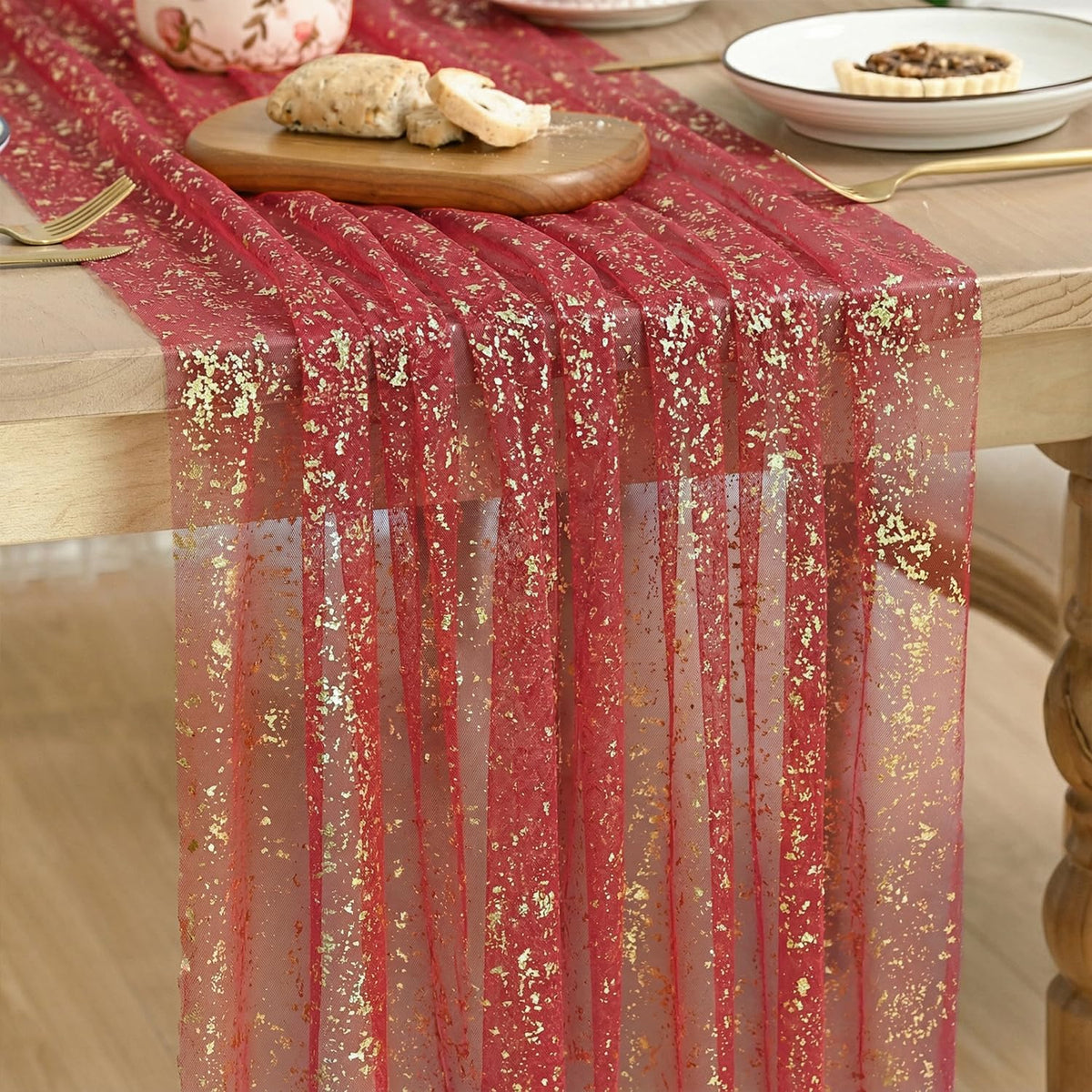 Artoid Mode Glitter Foil Gauze Table Runner for Parties