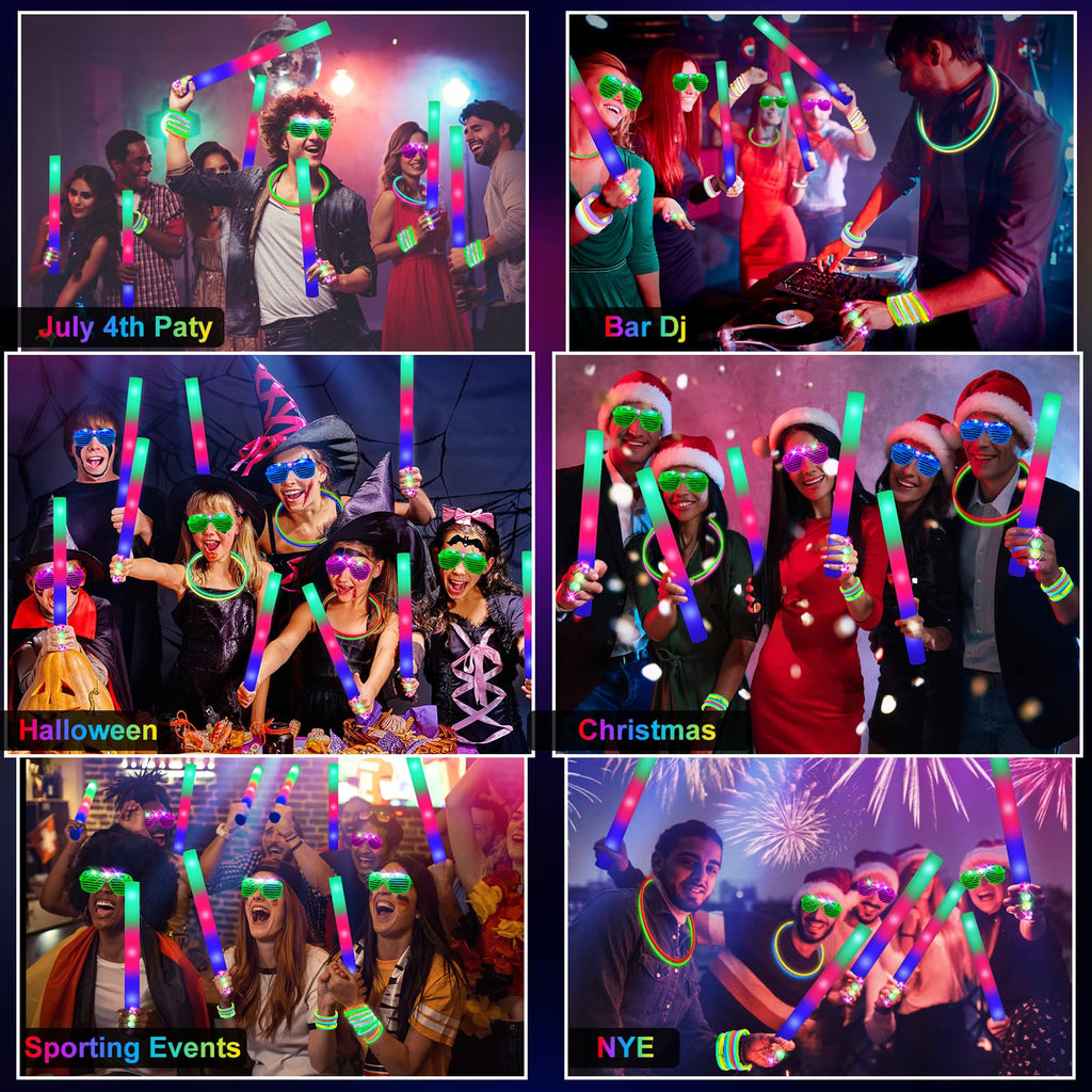 OLUPP 150-Piece Glow Party Kit with LED Glasses & Sticks