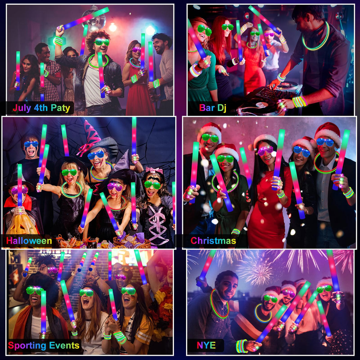 OLUPP 150-Piece Glow Party Kit with LED Glasses & Sticks