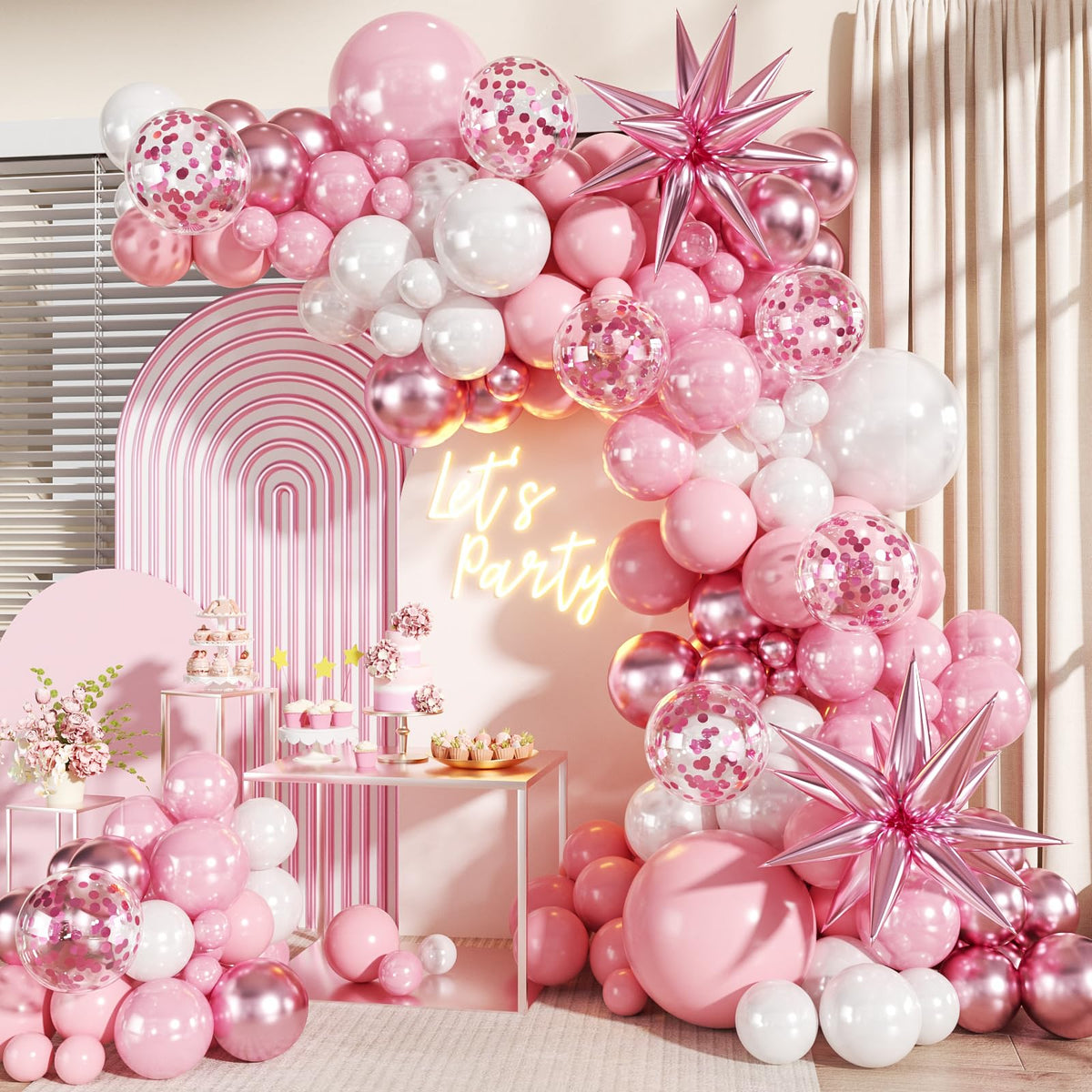 140-Piece Confetti & Star Balloon Garland Arch Kit