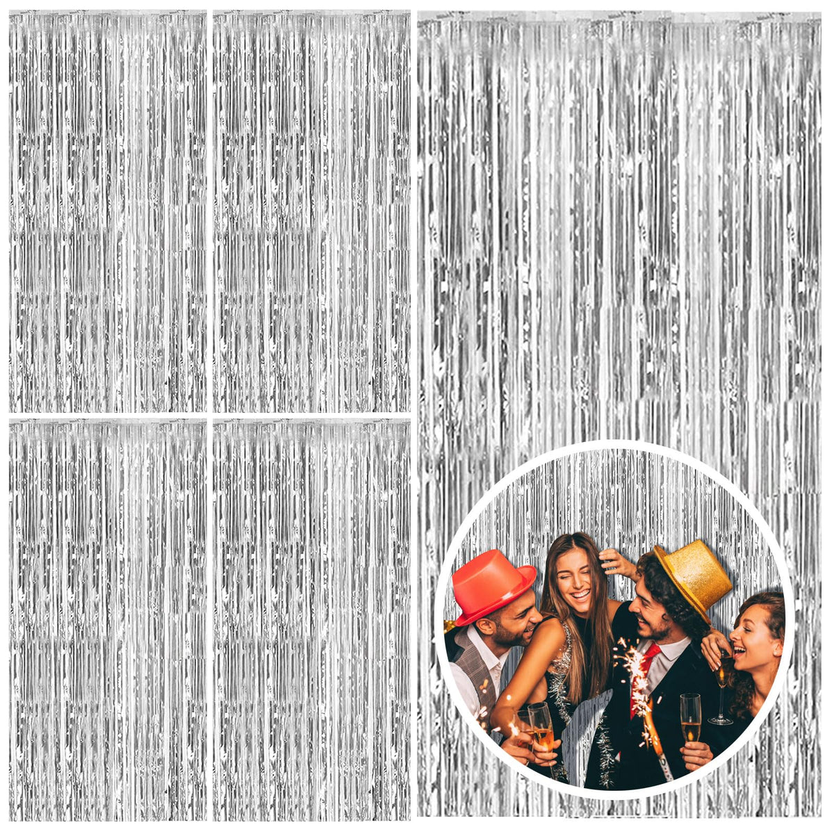 Tinsel Foil Fringe Backdrop Curtains for Party Photo Booths