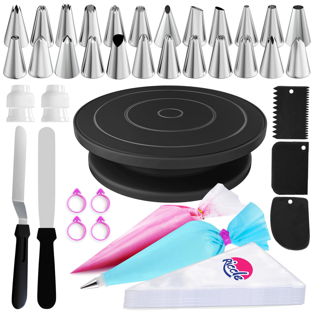 Riccle 88-Piece Cake Decorating Kit with Blue Turntable