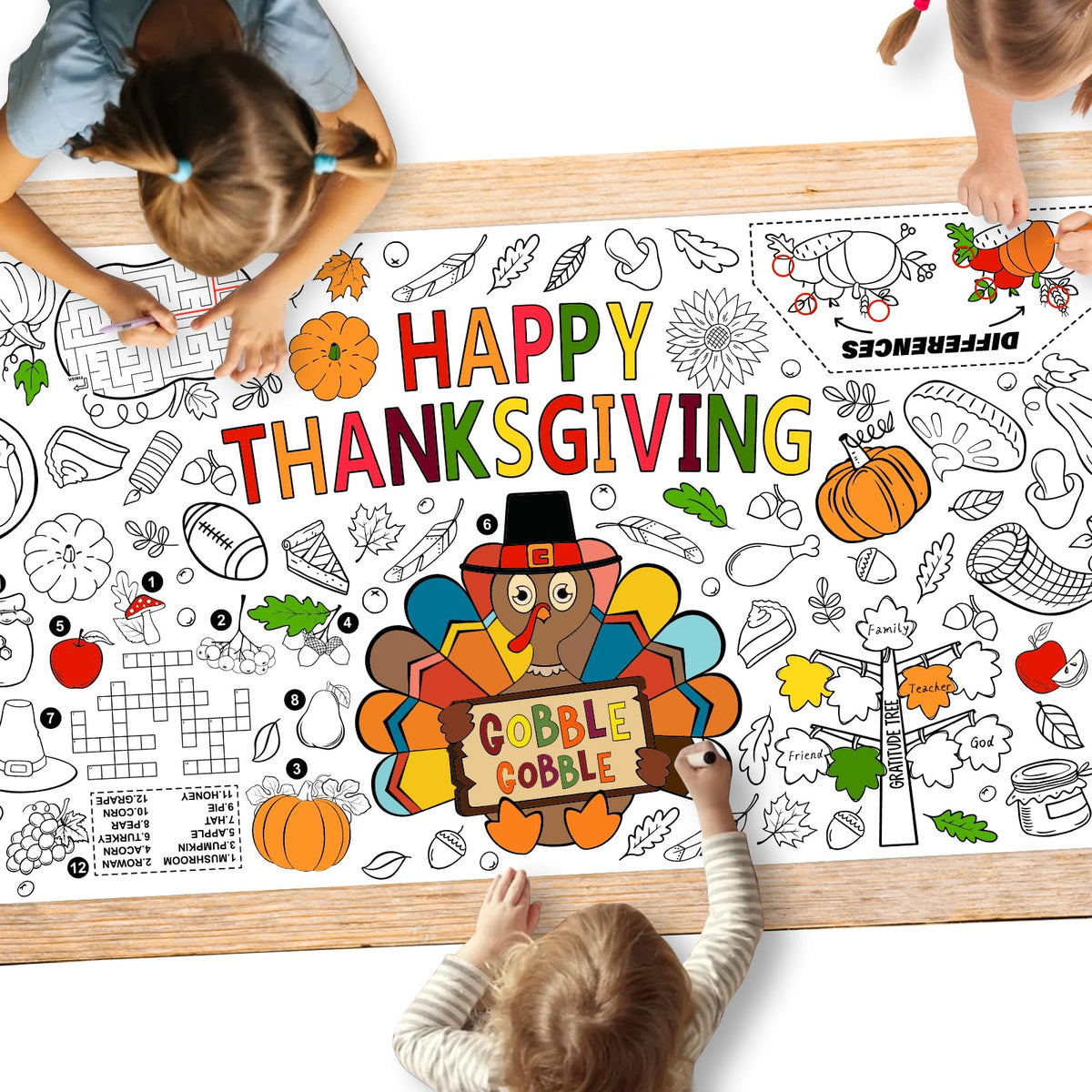Gatherfun Kids Birthday Coloring Tablecloth, 31.5 x 72 in