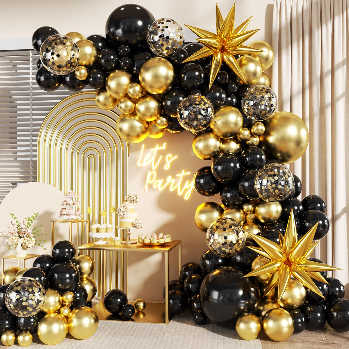 140-Piece Confetti & Star Balloon Garland Arch Kit